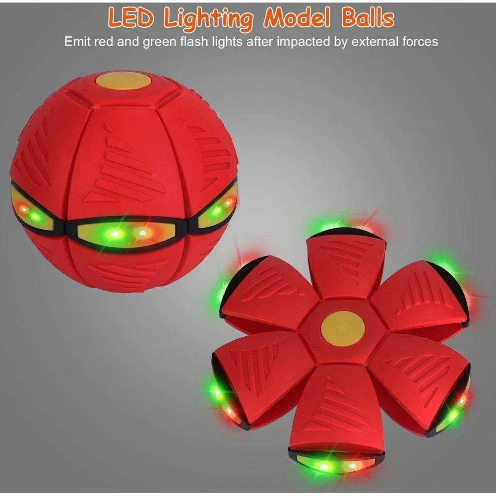 4 Pack Flat Ball Disc Toy with LED Light Transforming Flying Sauce Blue Red Pink